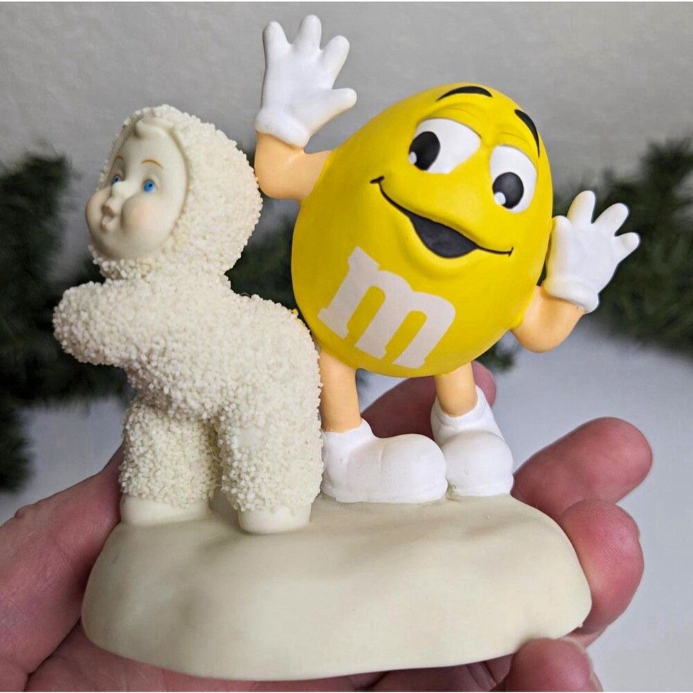 M&M's Snowbabies "I'm Nuts About Dancing" Figurine Yellow M&M Character